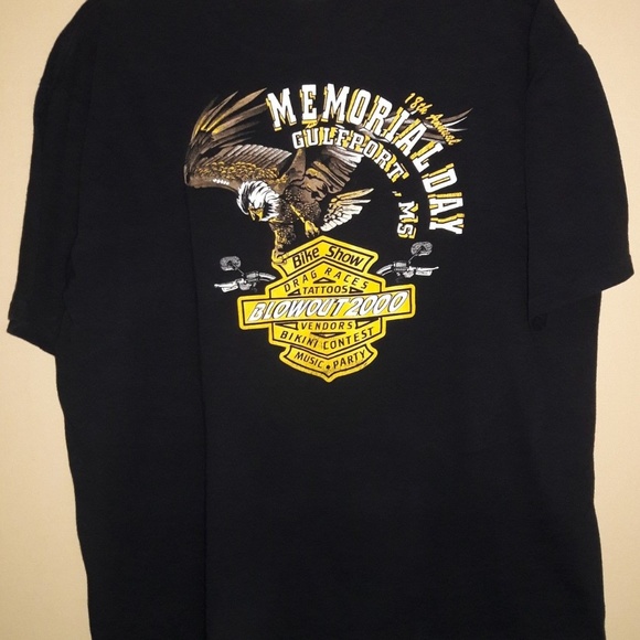 VINTAGE Black Graphic T-Shirt Sz XL Biker Blowout - Picture 4 of 8